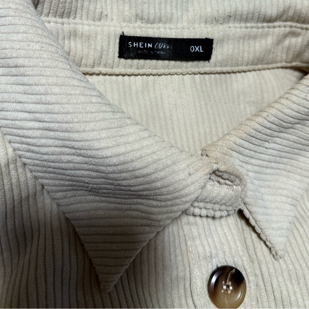 Cream Button-Up Corduroy Long Sleeve Romper - Picture 7 of 7
